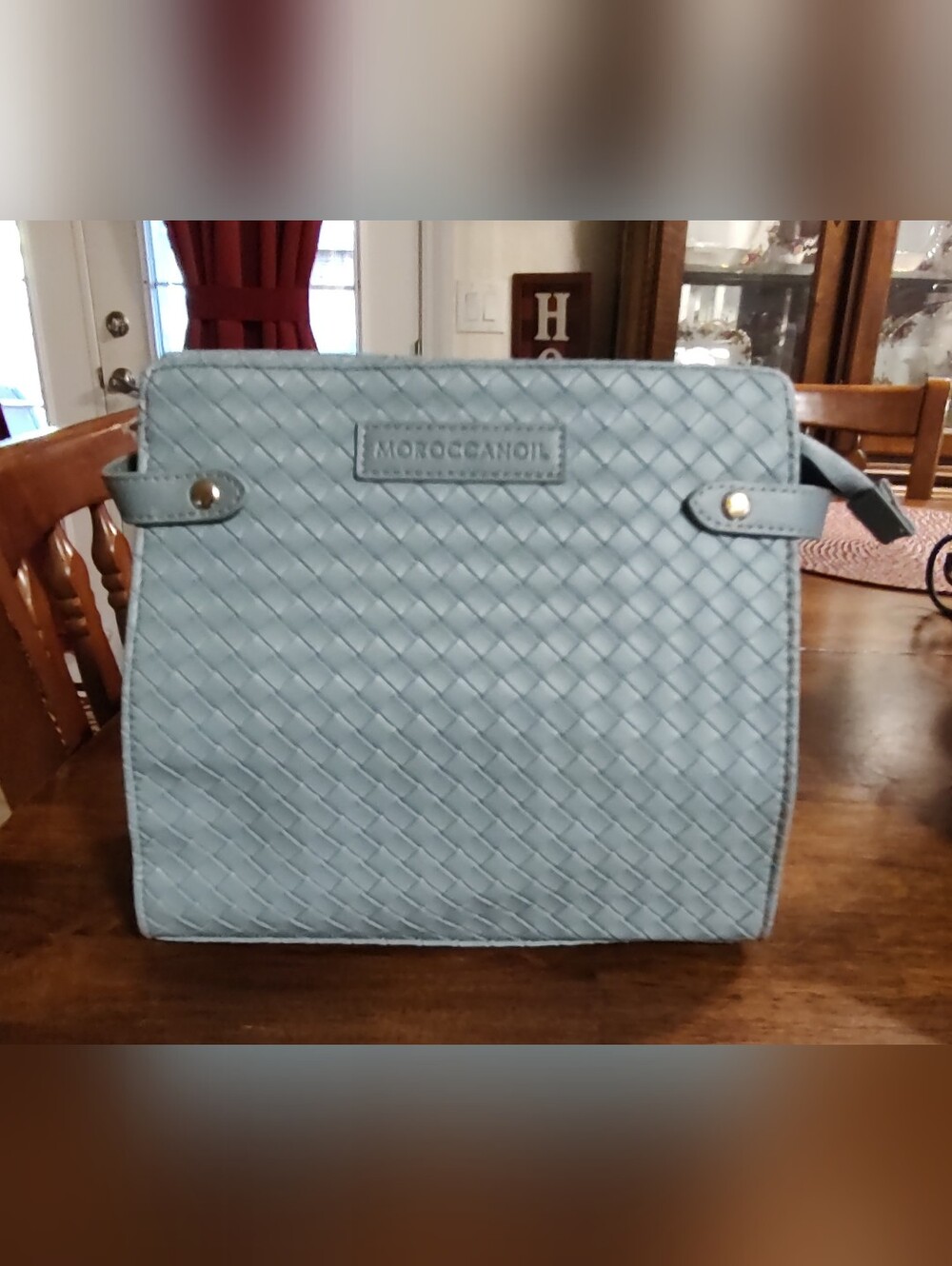 Moroccanoil Light Blue Woven Toiletry Bag